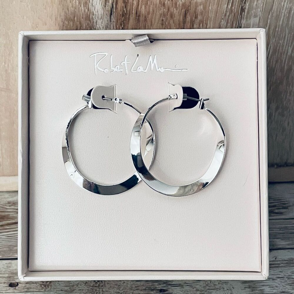 New in Box Robert Lee Morris Silver Shinny Beautiful Hoops SOHO earrings